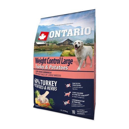 ONTARIO Dog Large Weight Control Turkey & Potatoes & Herbs 2,25kg