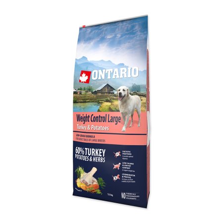 ONTARIO Dog Large Weight Control Turkey & Potatoes & Herbs 12kg