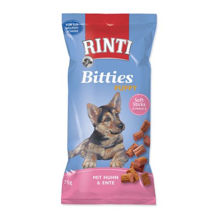 Pochoutka RINTI Extra Bitties Puppy kuře + kachna 75g