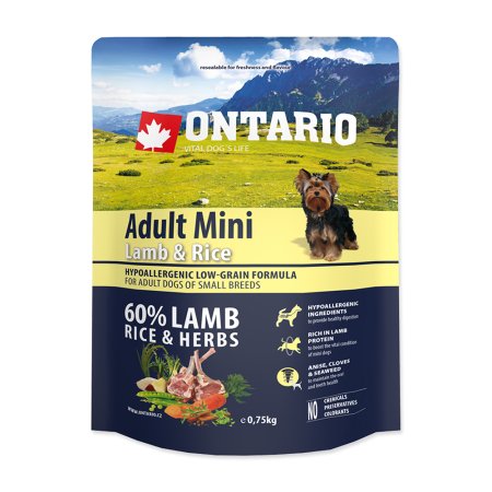 ONTARIO Adult Mini Lamb & Rice 0,75 kg