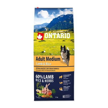 ONTARIO Adult Medium Lamb & Rice 12kg