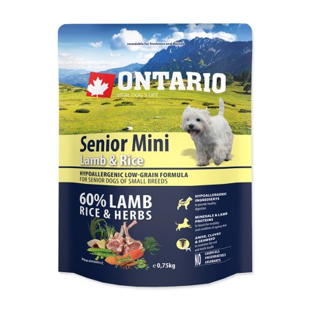 ONTARIO Senior Mini Lamb & Rice 0,75 kg