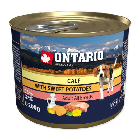 Konzerva ONTARIO mini calf, sweetpotato, dandelion and linseed oil 200g