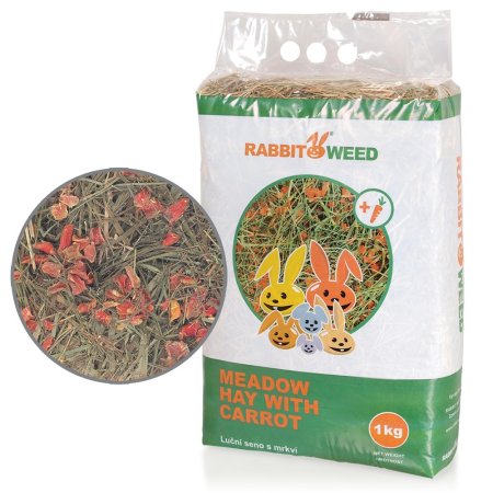 Seno luční s mrkví RabbitWeed 1kg 40 l