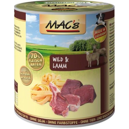 MACs Dog konzerva zvěřina a jehně s těstovinami 800g