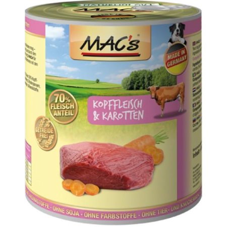 MACs Dog konzerva maso z hlav a mrkev 400g