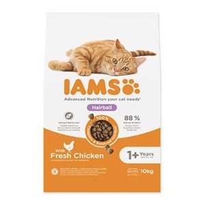 IAMS for Vitality Adult Cat Food Hairball Reduction with Fresh Chicken 10 kg