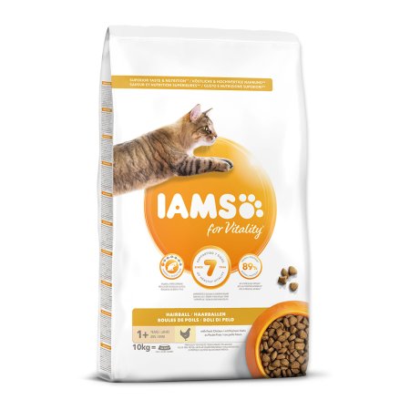 IAMS for Vitality Adult Cat Food Hairball Reduction with Fresh Chicken 10 kg