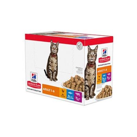 Hill’s Science Plan kapsičky pro dospělé kočky kuře, hovězí a ryba 12 x 85 g