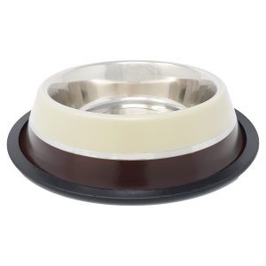 PROFIZOO Miska nerezová protiskluzová 230 ml Hnědá/Béžová (šedý proužek)