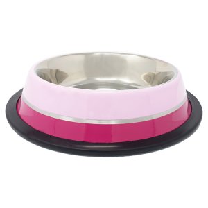 PROFIZOO Miska nerezová protiskluzová 520 ml Světle růžová/Tmavě růžová (šedý proužek)