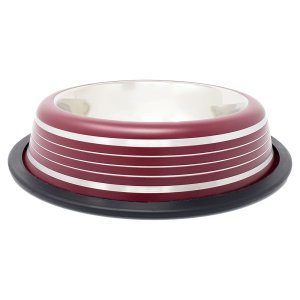 PROFIZOO Miska nerezová protiskluzová zakulacená 710 ml Kaštanová (šedý proužek)